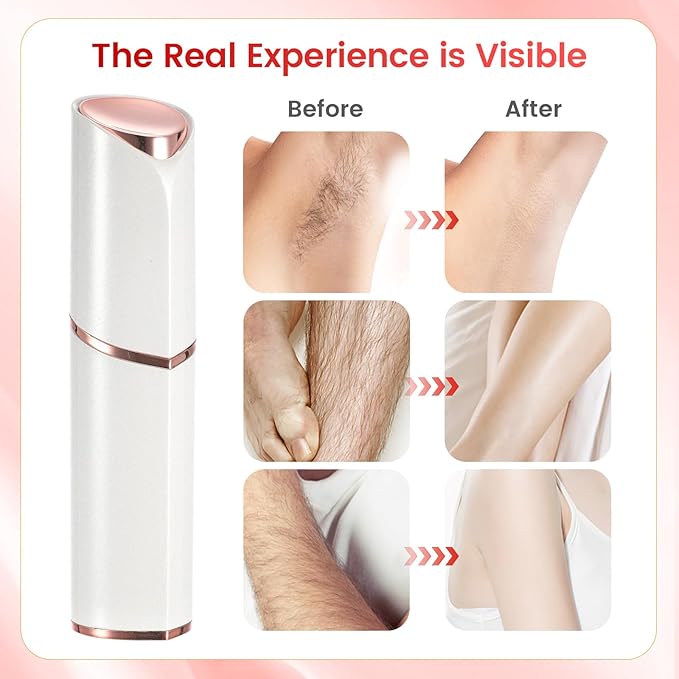 Facial Hair Remover for Women- 2-in-1 as Seen on TV Painless Face Shaver -Mini Hair Remover, Electric Razor Shaver Portable Bikini Epilator for Lips, Chin, Armpit, Peach Fuzz,Neck, Cheek