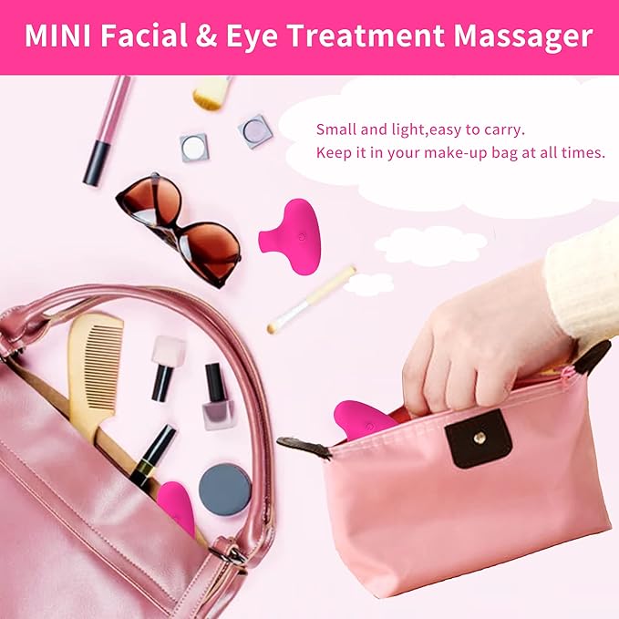 Facial Mini Massage Ball, Handhold Portable Quiet Waterproof USB Rechargeable Powerful Multifunctional Vibrating Travel Pocket Face Eye Finger Joint and Neck Jaw Massager. (Rose)