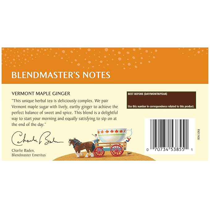 Celestial Seasonings Herbal Tea, Vermont Maple Ginger, Caffeine Free, 20 Count (Pack of 6)