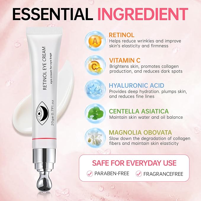 Instant Reduction of Eye Bags -Retinol Eye Cream Dark Circles,Bags Under Eyes,Eye Repair Cream AntiAging Moisturizer,retinol,Under Eve Care Creams Suit Women Men EyeFirm Smooth fimming eye-0.7 OZ-DDD