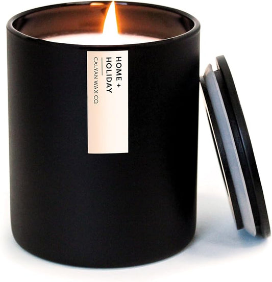 Calyan Wax Co. Soy Wax Candle, Home + Holiday Scented Candle, 75 Hour Burn Time, Aromatherapy Soy Candles, Non Toxic & Vegan Soy Wax, Black Tumbler Scented Candles, 10.2oz