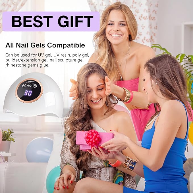 72W UV LED Nail Lamp, 2026 New Upgrade UV Light for Gel Nails with 18 Beads, 3 Timer Nail Dryer, LCD Display, Auto Sensor, Professional Nail Lamps for Gel Polish – Perfect Christmas Gifts, White Lamp