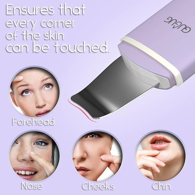 GUGUG Skin Scrubber Face Spatula, 4 Modes Skin Spatula Blackhead Remover Pore Cleaner-Purple