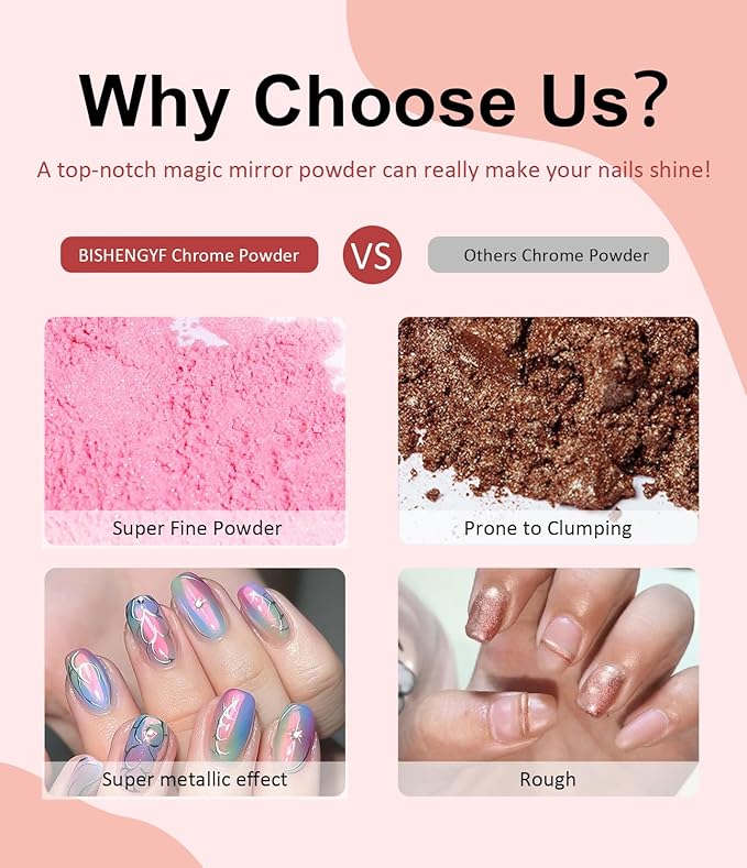 Chrome Nail Powder -【Fairy Effect】Pink Chrome Nail Powder Aurora Mermaid Iridescent Chrome Powder For Nails, Pink Chrome Powder Metallic Mirror Glitter Pigment Dust For Manicure Decoration