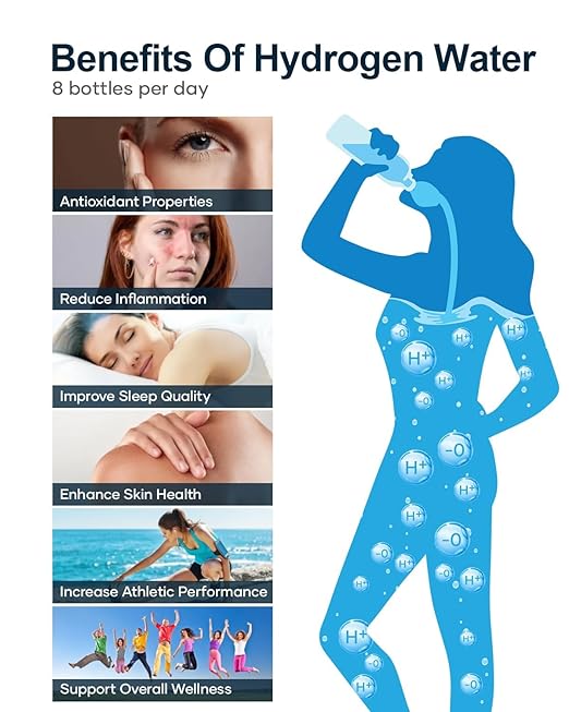 Hydrogen Water Bottle, BUZIO 3800ppb Hydrogen Water Bottles Generator Machine with Gen5 SPE/PEM Technology, Portable Athletic Performance Alkaline Water Bottle, with Dupont Membrane, OLED Display