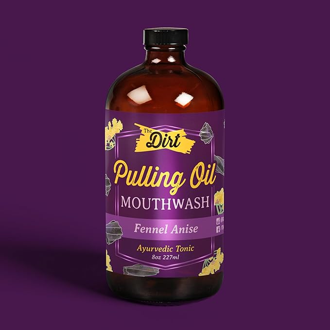 THE DIRT Oil Pulling Mouthwash - Gluten Free - Removes Plaque, Tartar, Bad Breath & Whitens Teeth (Fennel Anise, 8 Ounce)