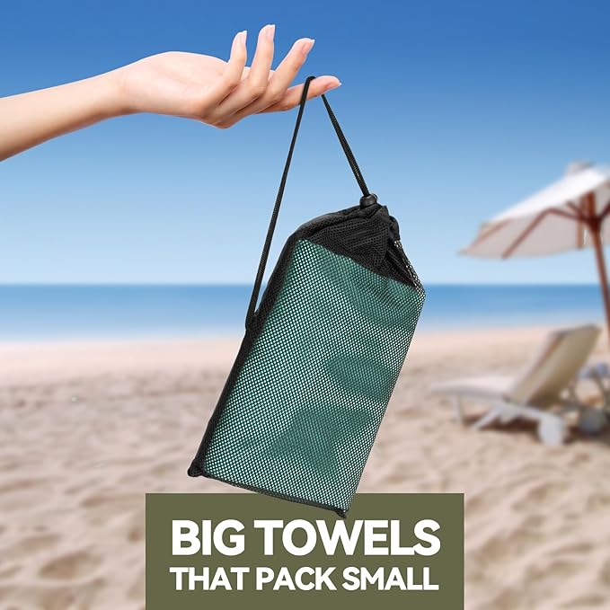 Microfiber Beach Towel-Perfect for Travel, Sports, Camping, Swimming, Yoga, Gym- Quick Dry, Sand Free, Compact, Lightweight, Absorbent (Mint,Small(101x50cm, 40x20”))