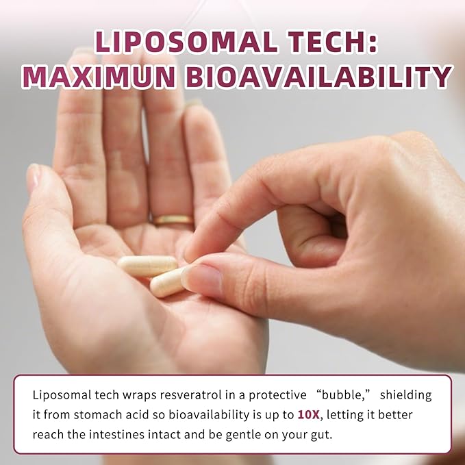 iMATCHME Resveratrol Supplement, 98% Pure Trans Resveratrol 600mg with Liposomal Delivery - Supports Antioxidant, Cholesterol Health, Heart Health, Energy - Vegan, 60 Capsules