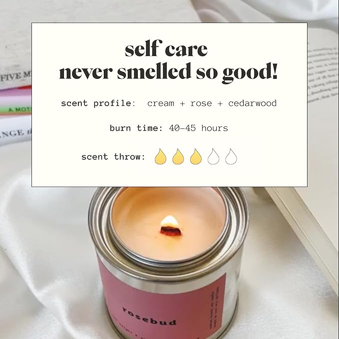 MALA Rosebud Cream Cedarwood & Rose Candle for Home – Aromatherapy Scented Candle – Vegan Soy – 45 Hour Clean Burn – Organic Non Toxic Candles – Cozy Room Decor – 6.8 oz