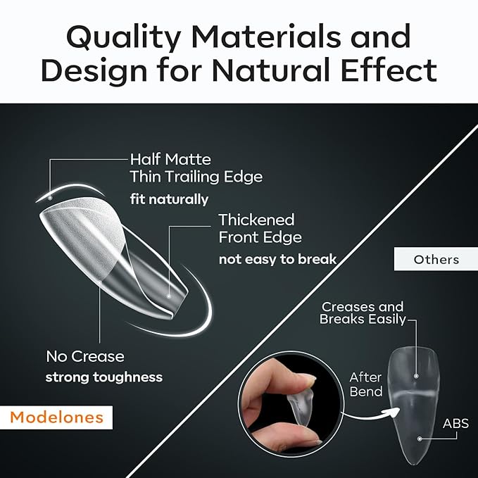 modelones Extra Short Square Nail Tips, Pre-shaped Soft Gel Tips Fake Nails False Acrylic Clear Full Cover Press on Extension Kit Gel Manicure DIY at Home 216PCS 12Sizes