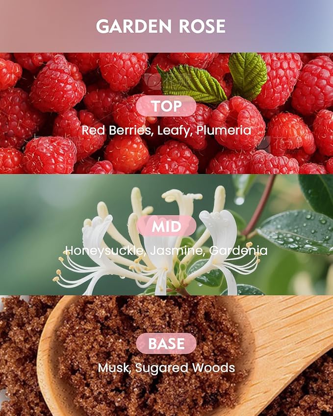 M&SENSE Garden Rose Scented,11.6oz Natural Soy Wax Non Toxic for Home, 3 Wick Jar Candle, Up to 60 Hours Burn time, Home Decor Housewarming Gift for Women and Men