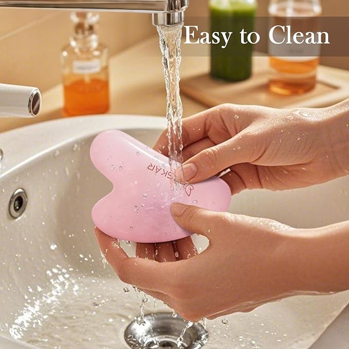 BESKAR Gua Sha Facial Tools, Natural Jade Stone Guasha Massager for Jawline Sculpting, Tighten Face Skin and Reduce Wrinkles, Face Eyes Body Neck Massage Tool, Skin Care Gift