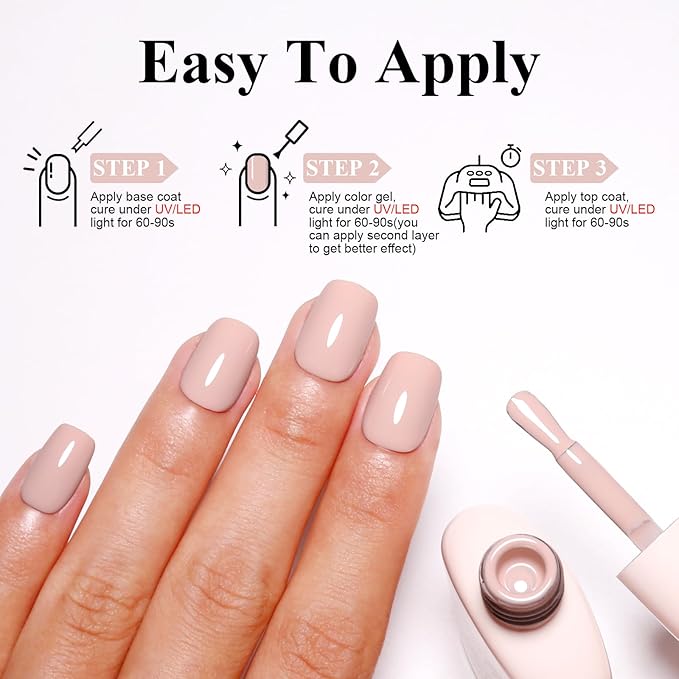 Imtiti 10ML Nude Gel Nail Polish Soak Off LED U V Neutral Nail Gel Polish DIY Nail Art Starter Manicure Salon Gel Nail Kit for Women Girls 1PCS