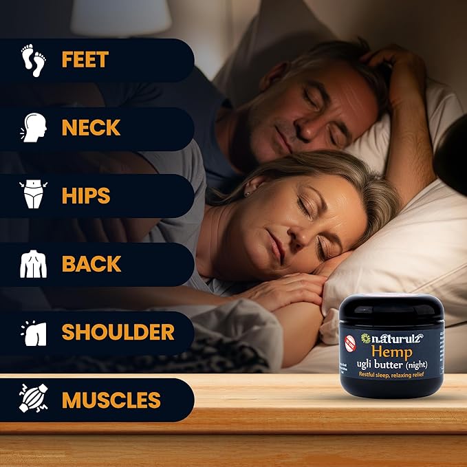 Ugli Butter Hemp Night Cream 4oz – Calming Massage Cream for Nighttime Routine with Lavender, Chamomile, Passionflower & Oregon Grown Hemp Extract, Supports Relaxation & Comfort for a Restful Night