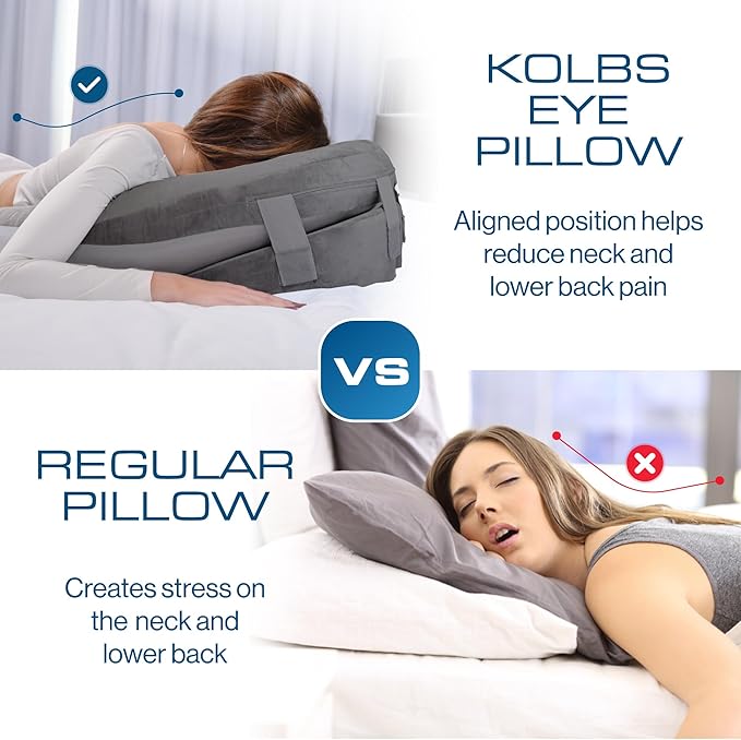 Kolbs Face Down Pillow After Eye Surgery Vitrectomy 2 Sided Warm or Cool. Prone Massage Face Down Pillows BBL After Surgery Stomach Sleeping Memory Foam Washable Cover