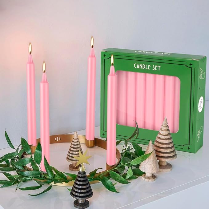 40 Pack Candles Mini Unscented Taper Candles for Valentine's Day,Christmas,Household, Wedding, Rituals, Prayer, Birthdays,Party and Home Décor Candlesticks - 4 Inch Tall(Pink)