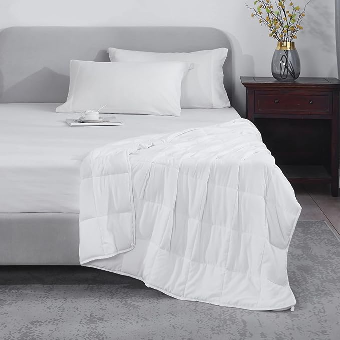 L'AGRATY Weighted Blanket - 48"x72" 15lbs Cooling Breathable Heavy Blanket Microfiber Material with Glass Beads for Adult All-Season Summer Fall Winter Soft Thick Comfort
