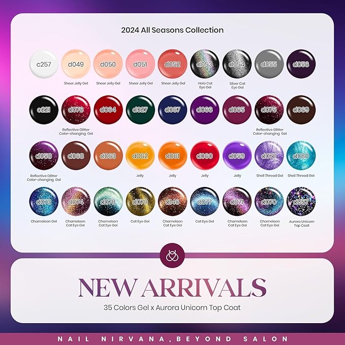 Beetles Halloween Gel Nail Polish - 39 Pcs Jelly Nail Set Glitter Changing Nail Polish Kit Treasure Box Collection with 3Pcs Base Matte and Glossy Top Soak Off Nails