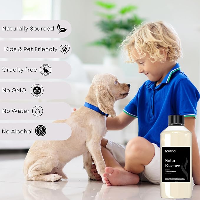 Hotel Diffuser Oil Inspired by The Nobu Hotel Scent - 500 mL 16.9 fl oz - Essential Oil Blend Jasmine, Lilly, Sandalwood & Fresh Citrus for HVAC & Ultrasonic Diffusers - Nobu Essence