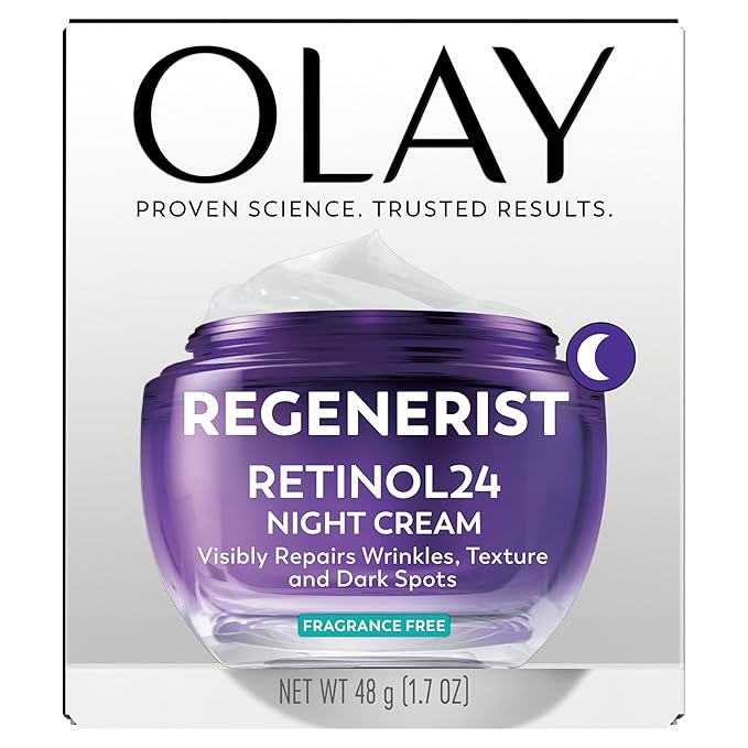 Olay Retinol Night Cream for Women, Anti-Aging Face Moisturizer, Fragrance-Free, Gift for Women, Non Greasy - Anti-Wrinkle, Hydrating Skin Care - Triple Collagen Cream, Peptide, Niacinamide, 1.7oz