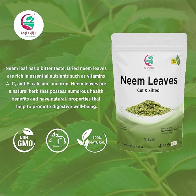 Neem Leaf 1 lb (454 grams) | 100% Natural Tea | Neem Leaves Cut and Sifted | Azadirachta Indica Leaf | Margosa Leaves | Non-GMO, Ethically Sourced | Nim Leaves | by Yogi's Gift®