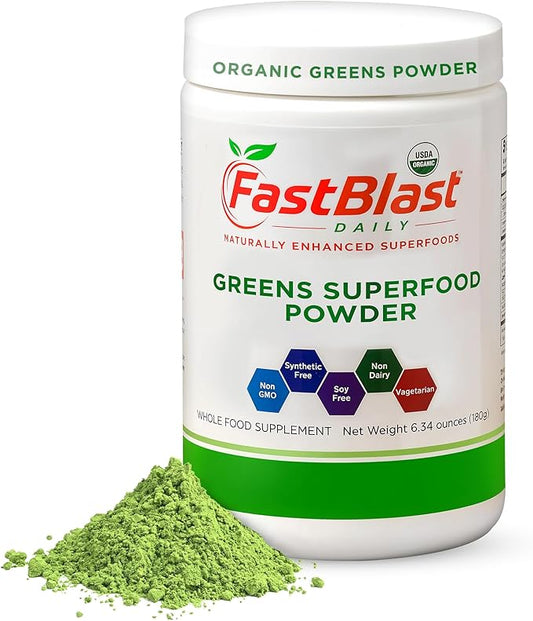 Organic Super Greens Powder with Over 30 Superfoods, Daily Greens Supplements with Probiotics, Fermented Superfood Powder, Low Cal Supergreens - 180g (6.3 oz)