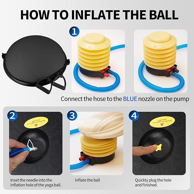 Half Balance Ball, 23 Inch Balance Ball Trainer with Foot Pump for Improving Balance Core Strength and Fitness, Balance Balls Perfect for Home Gym Workout Use