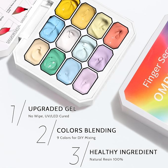 Sponge Pat Gel Nail Polish Palette, 12 Colors Blending Ombre Gel Polish Gradient Painting Nails Art, No Wipe, UV/LED Cured (12 Colors A)