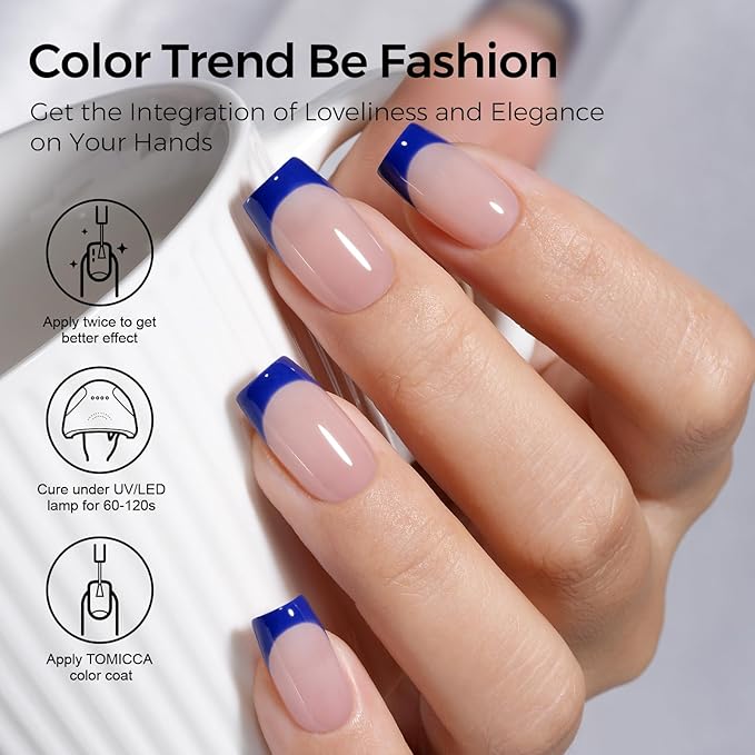 TOMICCA Blue Gel Nail Polish, 15ML Royal Blue Color Gel Polish, Soak Off UV LED Cure Nail Polish Nail Art Home DIY Manicure Nail Salon Varnish