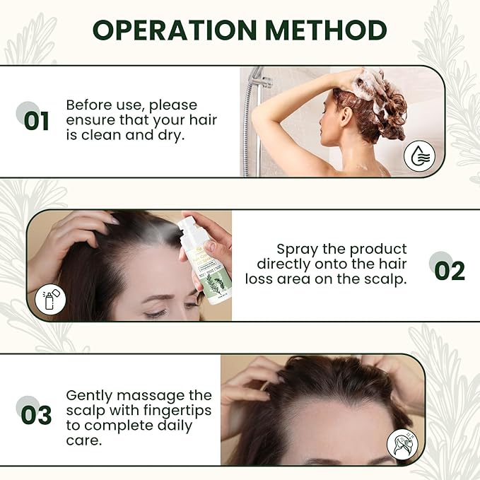 Hair Growth Oil Spray with Rosemary Batana Oil Biotin Caffeine for Hair Growth Spray Anti Hair Loss Repair of Sparse Hair for Women Men 2 Bottles 2 FL OZ Each