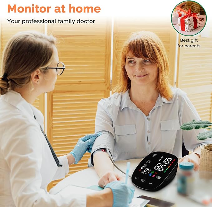 Blood Pressure Monitor Automatic Upper Arm Blood Pressure Cuff, 9"-21" Adjustable Extra Large Bp Cuff with Clear LED Display, Dual User 240 Set Memory Digital Bp Machine for Home Use with Carrying Bag