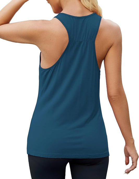 Mippo Workout Tops for Women Racerback Athletic Tank Tops Yoga Shirts Sleeveless Running Gym Clothes