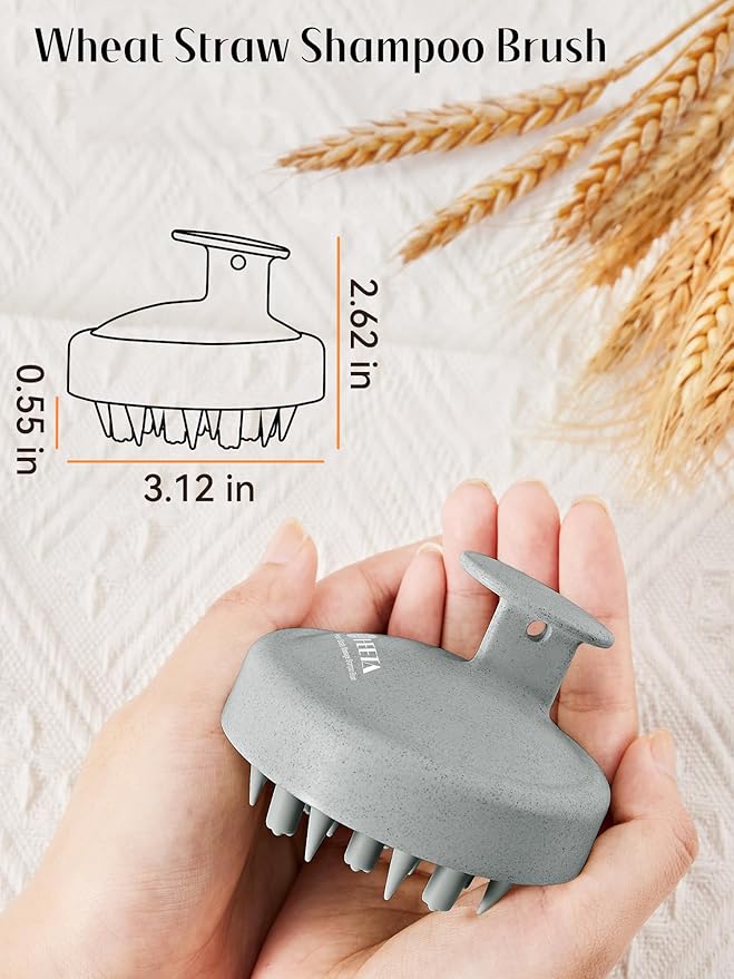 HEETA Hair Scalp Massager for Hair Growth, Shampoo Brush, Scalp Scrubber Exfoliator with Soft Silicone Bristles for Dandruff Removal to Relieve Stress, Wet Dry Use Updated Material, Grey