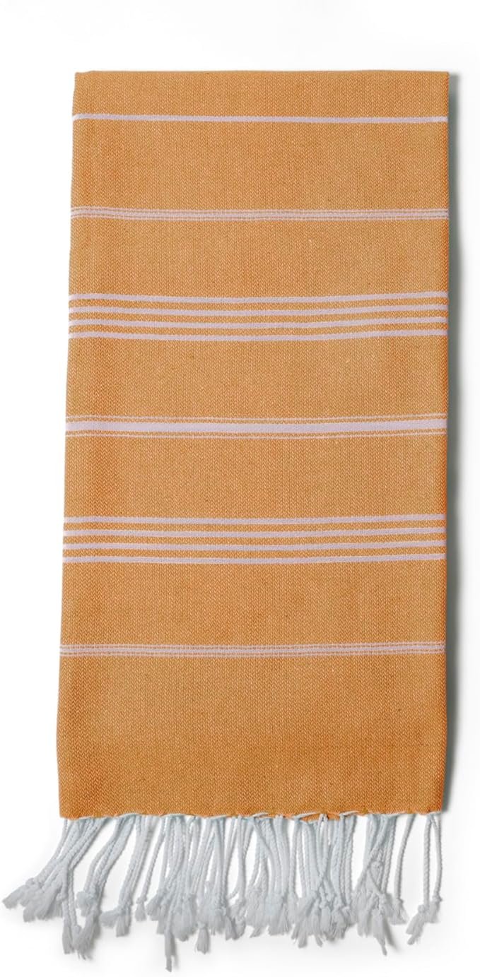 Turkish Beach Towel 100% Organic Cotton Extra Large Oversized (39 x 71 Inches) Quick Dry Sand Free Light Weight Prewashed for Bath Beach Gym Yoga Travel Towel Blanket (Turmeric)