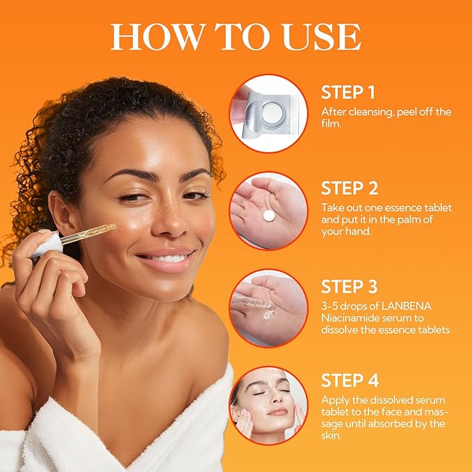 LANBENA Revolutionary Vitamin C Serum for Face, Illuminating Fcae Serum With Niacinamide, Brightening Anti-Aging Essence for Sensitive Skin, Non-Greasy, Reduces Dark Spots & Wrinkles (1.05 Oz)