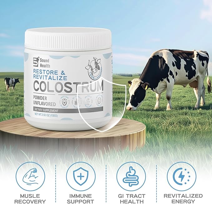 Colostrum Supplement Powder for Humans - Organic Bovine Colostrum Supplement for Gut Health, Hair Growth, Beauty, and Immune Support - Unflavored (50 Servings)