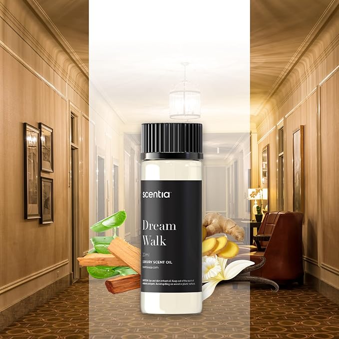 Hotel Diffuser Oil Inspired by The Hotel Scent - 20 ml 0.67 fl oz - Essential Oil Blend White Tea, Cedarwood & Amber Notes for Aromatherapy Diffusers and Humidifiers - Dream Walk