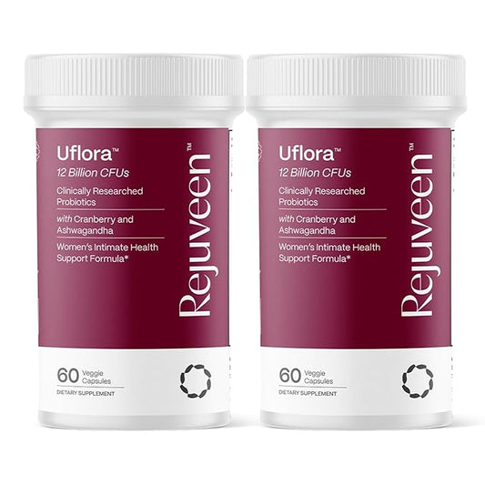 Uflora Vaginal Probiotics | Supports Vaginal Health, Moisture & Yeast | Enhances Intimate Wellness | Clinically Proven Dosages | Probiotics, Cranberry, Ashwagandha | 60 Ct (2 Pack)
