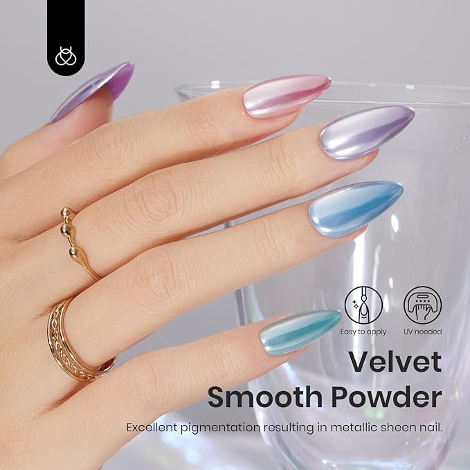 beetles Chrome Nail Powder Metallic with Top Coat Set- Silver Mirror Effect Galaxy Glitter Gel Polish, 1g/Jar with 7.5ml No Wipe UV Gel Top Coat for DIY Nails Art Salon Manicure Design Decoration