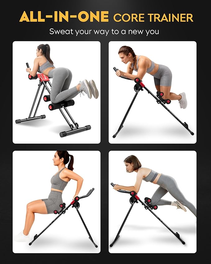 Ab Machine Abdominal Stomach Workout: Adjustable Ab Trainer Machine Ab Cruncher Core Strength Training Equipment for Home Gym Foldable for Women and Men