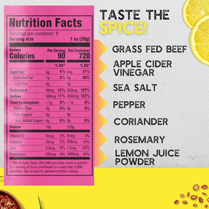 Brooklyn Biltong Air Dried Grass Fed Beef Snack, South African Beef Jerky (8 oz, Pack of 1) - Whole30 Approved, Paleo, Keto, Gluten Free, Sugar Free, Made in USA - (Peri Peri)