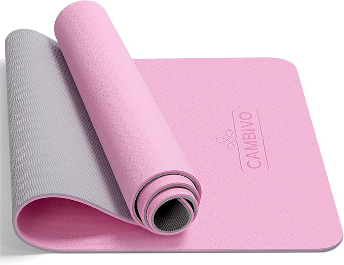 CAMBIVO Yoga Mat for Women Men Kids, 1/3 & 1/4 & 2/5 Inch Extra Thick Yoga Mat Non Slip, 72" x 24" TPE Yoga Mats, Workout Mat with Carrying Strap for Yoga, Pilates and Floor Exercises