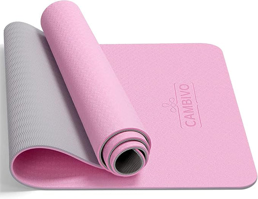 CAMBIVO Yoga Mat for Women Men Kids, 1/3 & 1/4 & 2/5 Inch Extra Thick Yoga Mat Non Slip, 72" x 24" TPE Yoga Mats, Workout Mat with Carrying Strap for Yoga, Pilates and Floor Exercises
