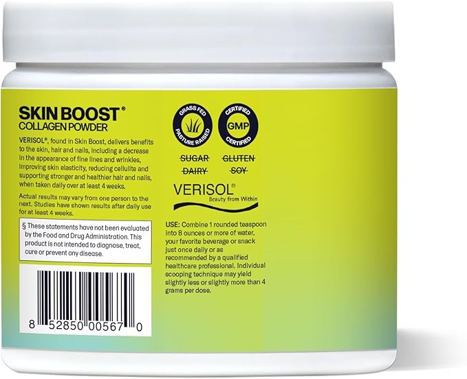VERISOL Bioactive Hydrolyzed Collagen Peptides & Vitamin C | Collagen Powder Supplement for Hair, Skin, and Nail Health | Skin Boost (Acai Lemonade) [50-Serves]