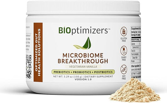 Microbiome Breakthrough Repair Powder - Vegetarian Vanilla - Contains Probiotics for Men and Women - Gas & Bloating Relief - GI Revive - Improves Gut Health - 30 Servings - 150g
