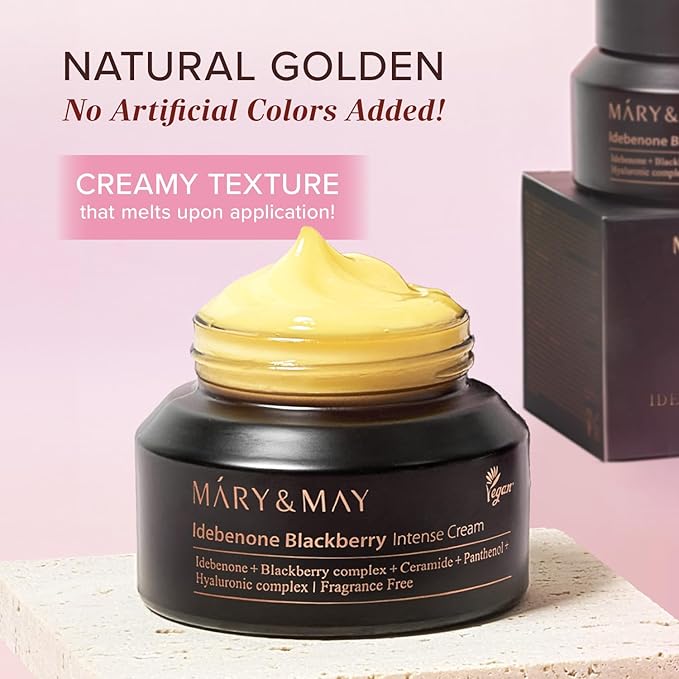 Mary&May Idebenone Blackberry Cream | Antioxidant Korean Moisturizer with 5 Ceramides & Hyaluronic Acid | Skin Barrier Repair & 48H Hydration | For All Skin Types (70g/2.46oz)