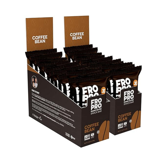 FROPRO Plant Protein Snack Bars - Plant Based Protein Bars, All-Natural, Gluten, Dairy, & Soy Free, High Protein Bars with Low Calories | Coffee, 24 Pack