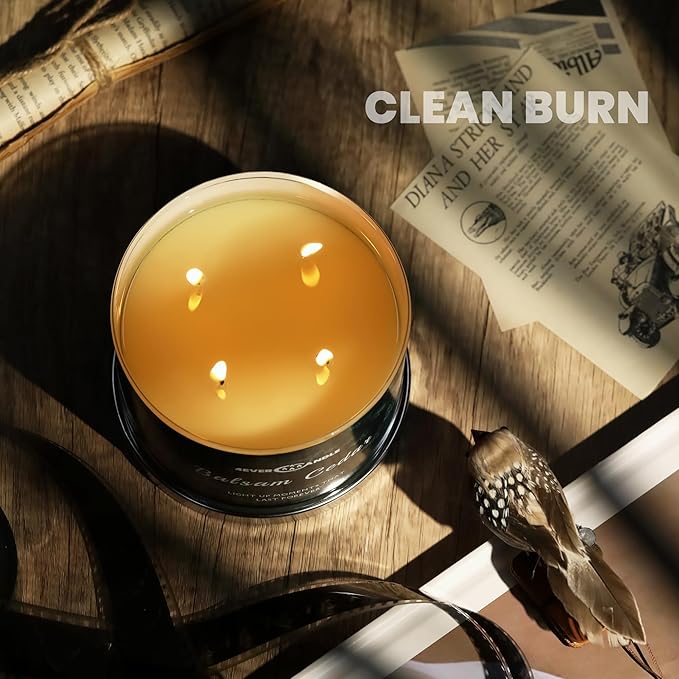 Balsam Cedar Scented Candles, 18oz Soy Candles Non Toxic 4-Wick Large Candle Jars, Over 50 Hours of Burning Time, Ideal for Gifting, Events, Home Decor