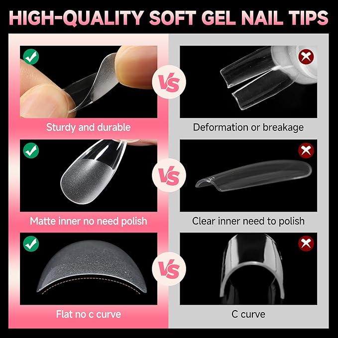 UNA GELLA Medium Stiletto Nail Tips Full Cover 120pcs Gel Nail Tips Stiletto Almond Pre-etched S tiletto Press on Nails Clear Acrylic Fake False Nails for Nail Extensions Home DIY Salon 12 Sizes