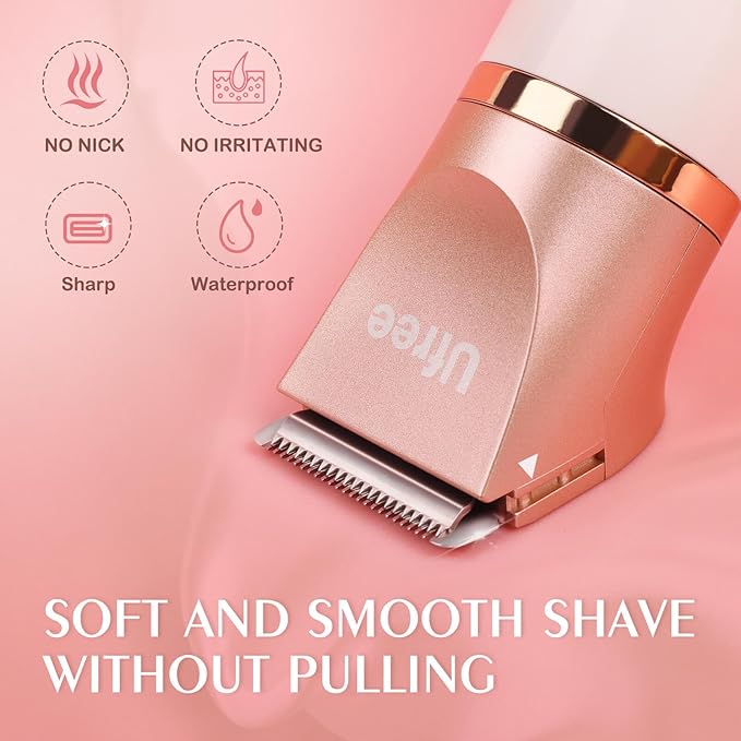 Ufree Electric Shaver Razors for Women Pubic Hair, Bikini Trimmer for Face and Body Hair, Wet & Dry Use Groomer, Hair Trimmer, Birthday Gifts for Women, Gold